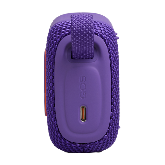 JBL Go 5 - Purple - Ultra-portable waterproof and drop-proof speaker with JBL legendary sound and ambient edge lighting - Left