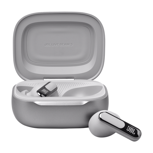 JBL Live Beam 3 - Silver - True wireless noise-cancelling closed-stick earbuds - Front