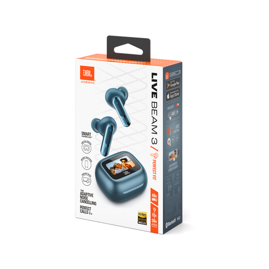 JBL Live Beam 3 - Blue - True wireless noise-cancelling closed-stick earbuds - Detailshot 15