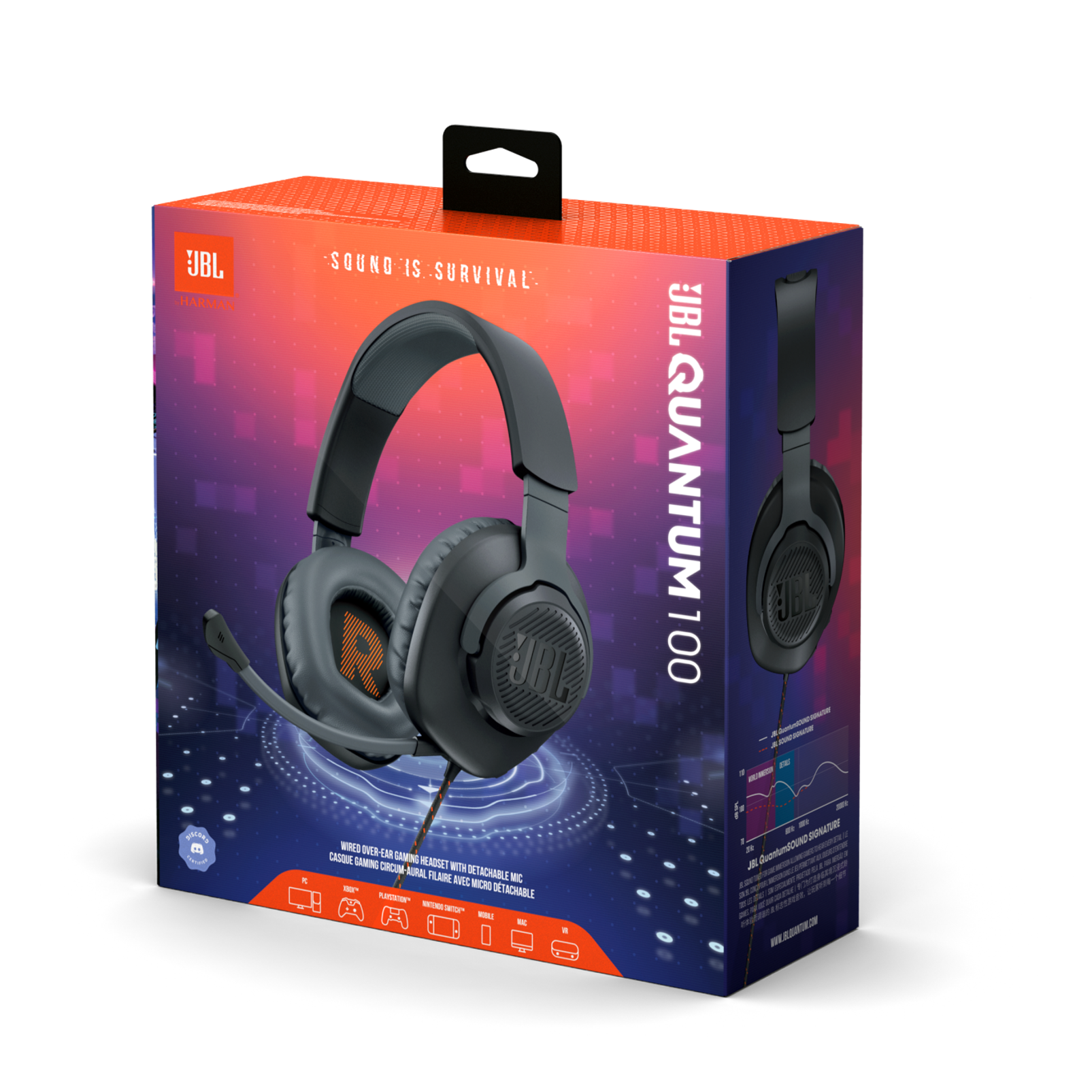 JBL Quantum 100 | Wired Gaming Headset with a Detachable Mic | SG