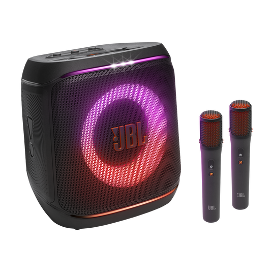 JBL PartyBox Encore 2 Plus - Black - Portable party speaker with real-time AI vocal removal and two wireless mics - Hero