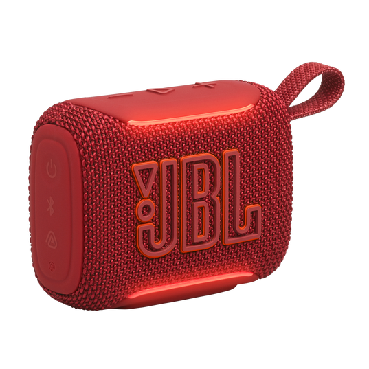 JBL Go 5 - Red - Ultra-portable waterproof and drop-proof speaker with JBL legendary sound and ambient edge lighting - Hero