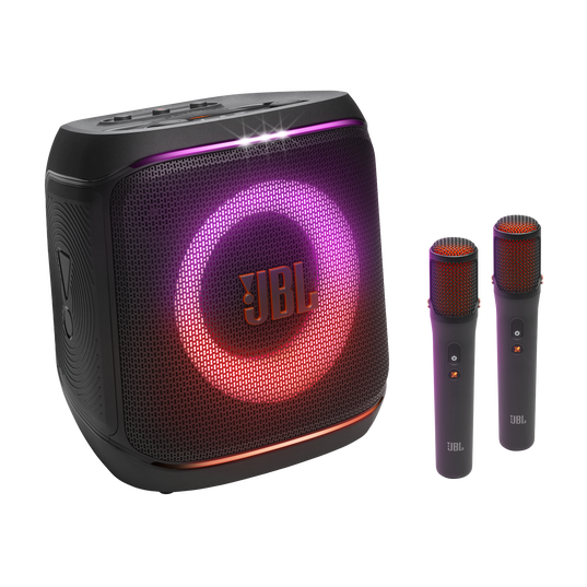 JBL PartyBox Encore 2 Plus - Black - Portable party speaker with real-time AI vocal removal and two wireless mics - Hero