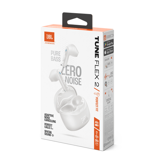 JBL Tune Flex 2 - White - True Wireless Noise Cancelling Earbuds - Detailshot 15