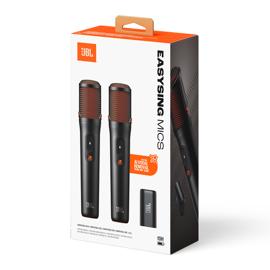 JBL EasySing Mics - Black - Two wireless AI-powered microphones with real-time vocal removal - Detailshot 6
