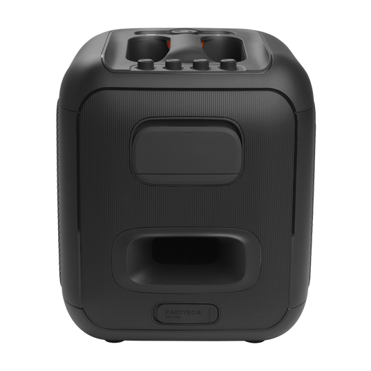 JBL PartyBox Encore - Black - Portable party speaker with 100W powerful sound, built-in dynamic light show, included digital wireless mics, and splash proof design. - Back