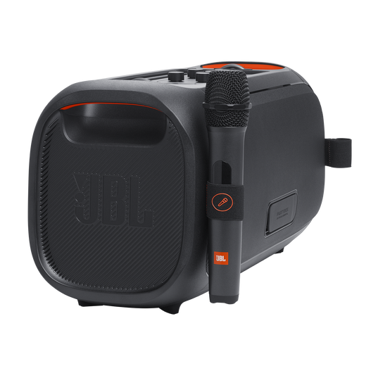JBL PartyBox On-the-Go Essential - Black - Portable party speaker with built-in lights and wireless mic - Detailshot 11