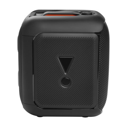 JBL PartyBox Encore - Black - Portable party speaker with 100W powerful sound, built-in dynamic light show, included digital wireless mics, and splash proof design. - Left