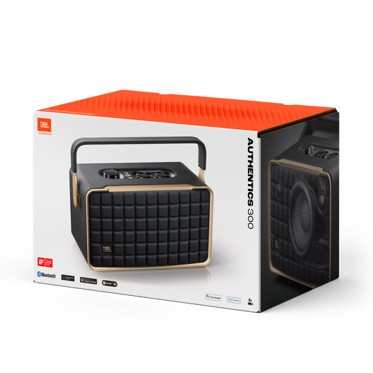 JBL Authentics 300 Portable smart home speaker with Wi Fi Bluetooth and voice assistants with retro design