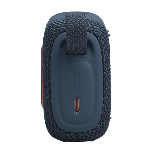 JBL Go 5 - Blue - Ultra-portable waterproof and drop-proof speaker with JBL legendary sound and ambient edge lighting - Left