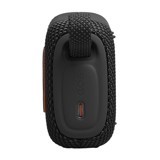 JBL Go 5 - Black - Ultra-portable waterproof and drop-proof speaker with JBL legendary sound and ambient edge lighting - Left