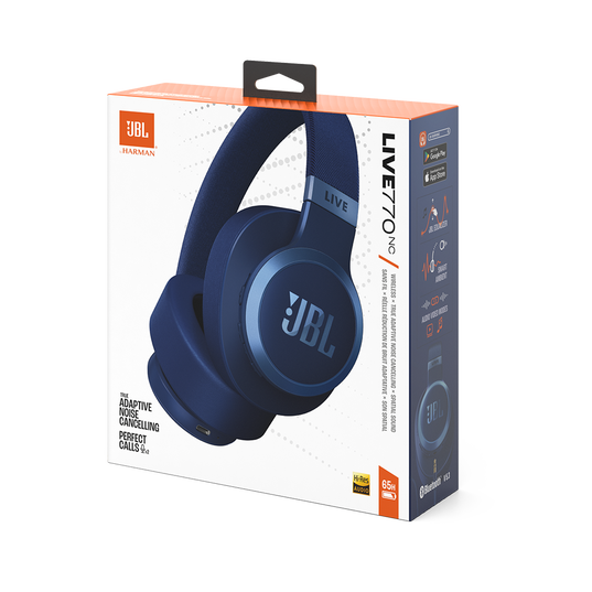 JBL Live 770NC - Blue - Wireless Over-Ear Headphones with True Adaptive Noise Cancelling - Detailshot 10