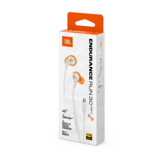JBL Endurance Run 3 USB-C - White - USB-C Wired Sport Headphones - Detailshot 15