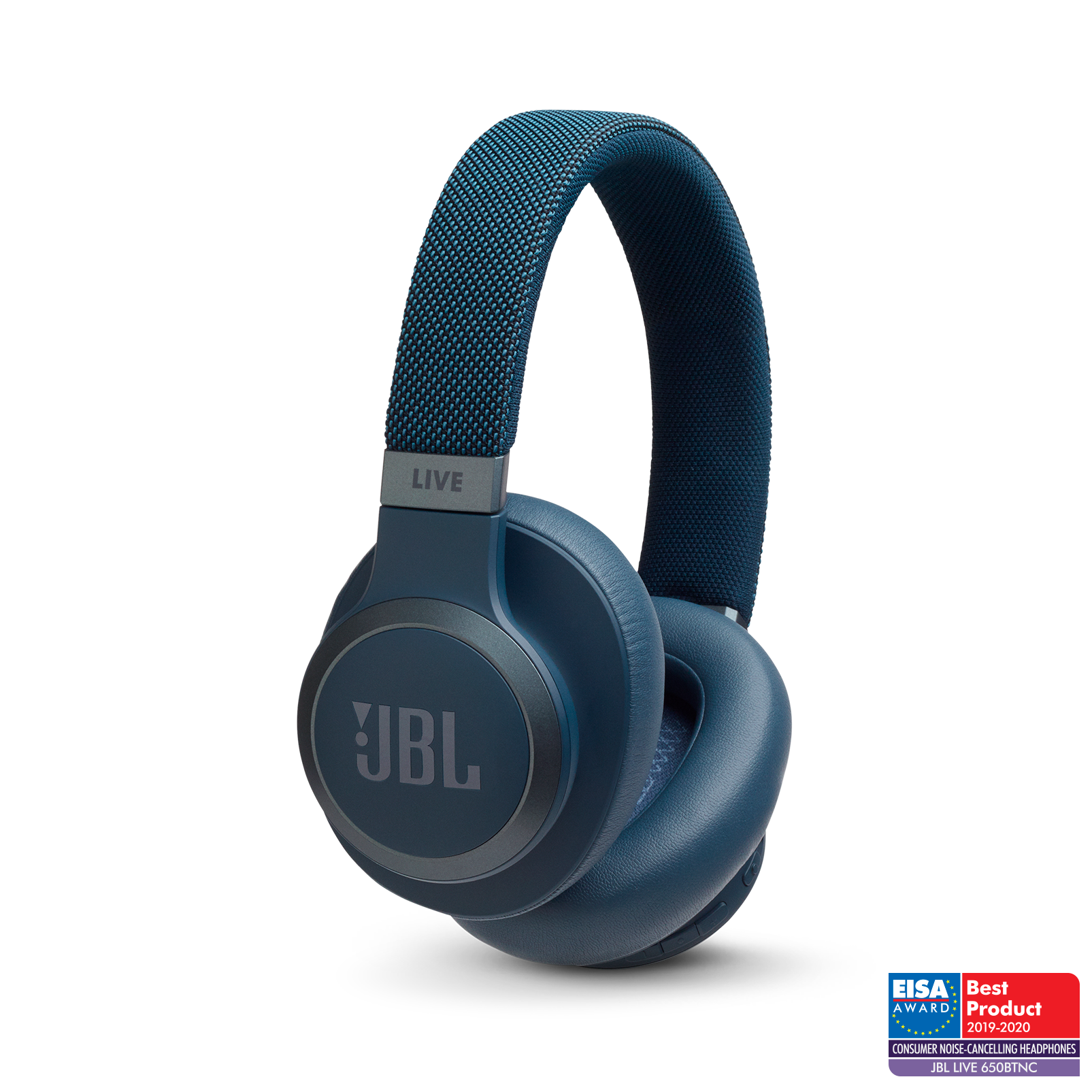 JBL Live 650BTNC - Blue - Wireless Over-Ear Noise-Cancelling Headphones - Hero
